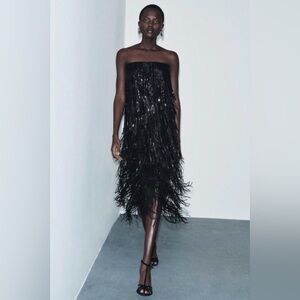 NWT Zara Woman Bloggers Fav SEQUIN FRINGE DRESS ZW COLLECTION LIMITED EDITION S